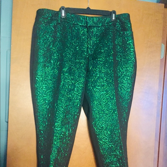 Eloquii Pants - Eloquii green and black dress pants